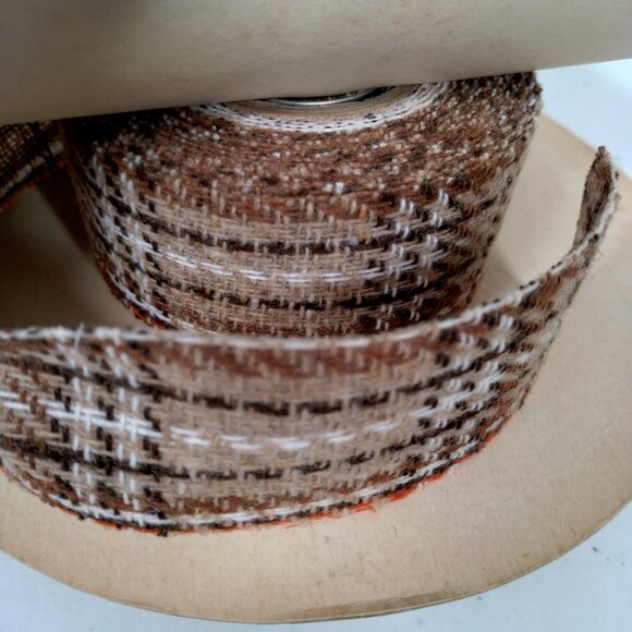 Vintage 1970s Ribbon Spool Pair Scotty Plaid Weather Proof Decorator Woven 1 3/8 - Picture 15 of 16